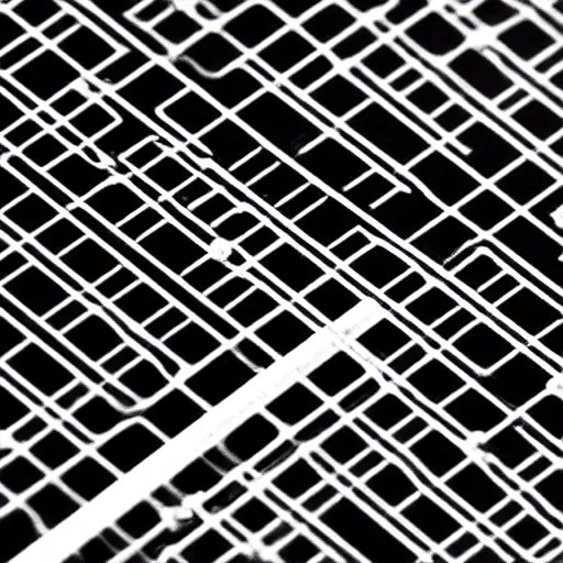 Image similar to electrons fighting on the surface of a microchip, ultra close up view, black and white