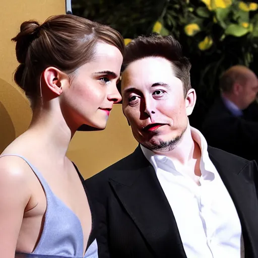 Image similar to emma watson and elon musk on a local newspaper