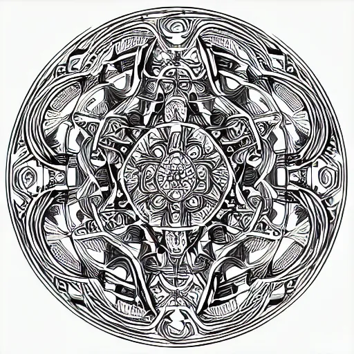 Image similar to intricate, lots of parts, high detail, sacred geometry, line art