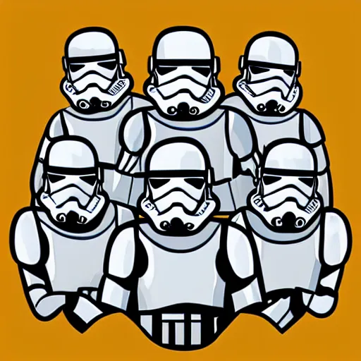 Prompt: star wars stormtrooper group photo, van gogh style painting, digitalized