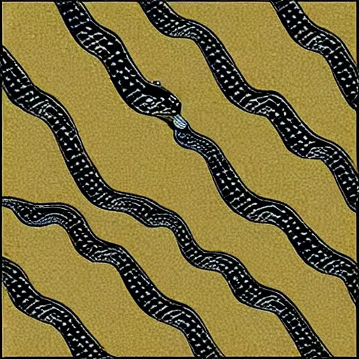 Prompt: M. C. Escher snake pattern