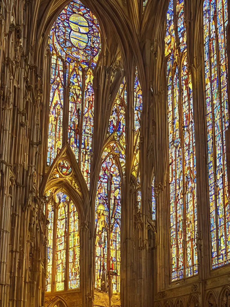 Prompt: cathedral!!!!!, stained glass window!!!!!, beautiful!!!!!! aesthetic!!!!!!!!, rays!!!!!!!!, hazy, haze!!!!!, smoke, clouds, sunlight, photorealistic, photography