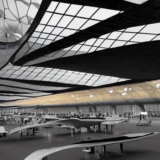 Prompt: LaGuardia Airport designed by Zaha Hadid