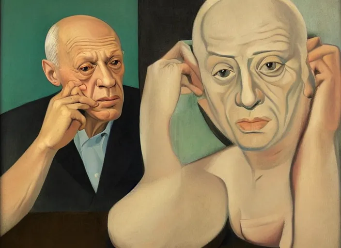 Prompt: portrait painting of pablo picasso by john currin