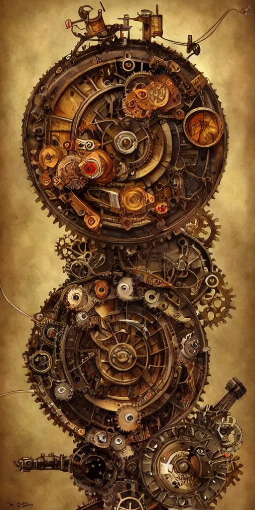 Prompt: machine heart, cogwheels, mechanical, photorealistic, high detail, steampunk - style by esao andrews, artstation, illustration