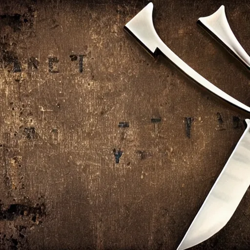 Image similar to the letter W, the letter W made out out metal, the letter W made out of knives, the letter W made out of a sword