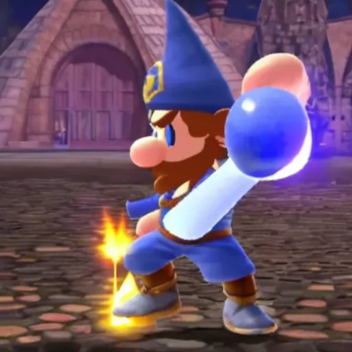 Prompt: A wizard in Super Smash Brothers Ultimate