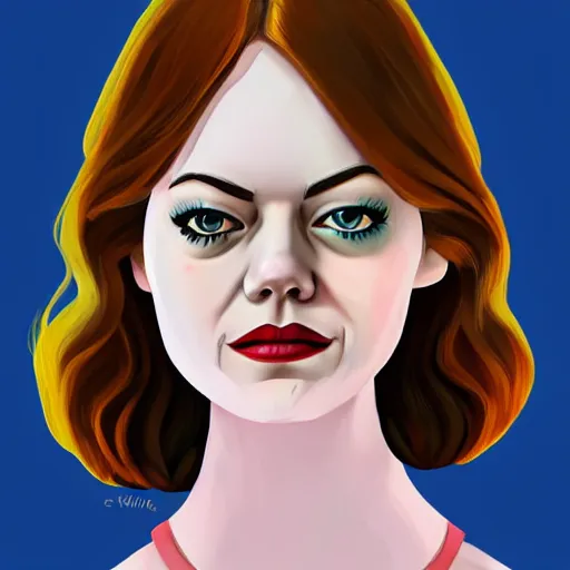 Prompt: emma stone portrait by sandra winther, disney cartoon face, glamorous, character art, digital illustration, big eyes, realistic shaded perfect face, fine details, realistic shaded lighting, soft and blurry