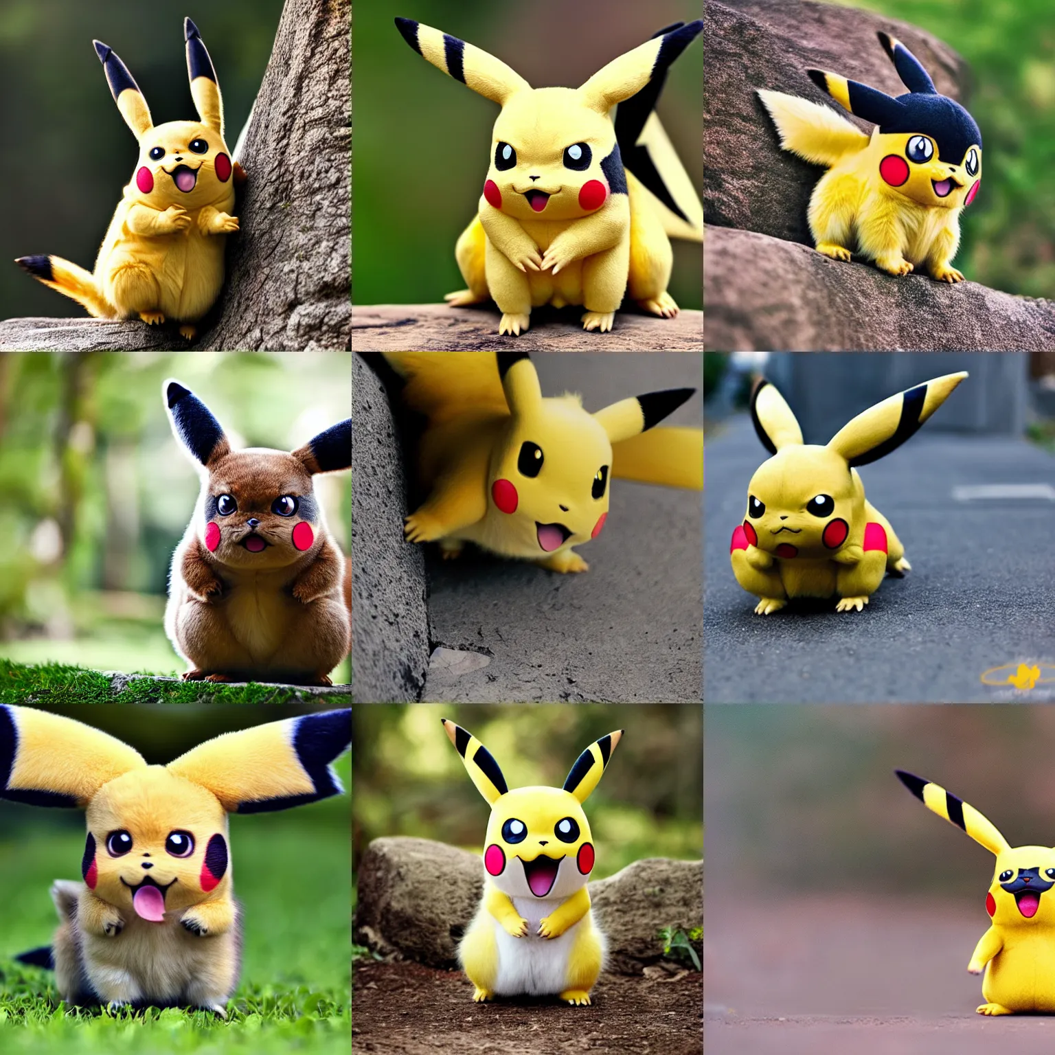Prompt: The pokemon pikachu as a real life animal, nature photography, outdoors
