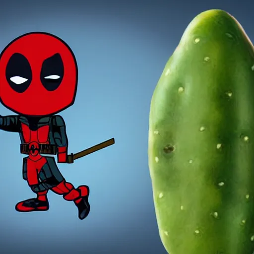 Image similar to deadpool as a pickle