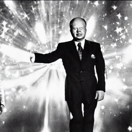 Image similar to A still of Khrushchev wearing a disco suit in Saturday Night Fever