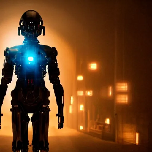 Prompt: movie still of a cool cyborg, cinematic composition, cinematic light, reimagined by industrial light, by edgar wright