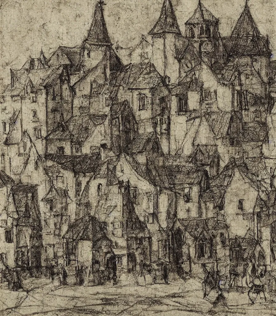 Image similar to village square sketch by davinci