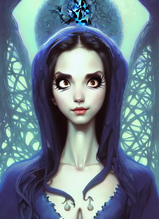 Image similar to sally from nightmare _ before _ christmas, intricate, elegant, highly detailed, my rendition, digital painting, artstation, concept art, smooth, sharp focus, illustration, art by artgerm and greg rutkowski and alphonse mucha and uang guangjian and gil elvgren and sachin teng, symmetry!!