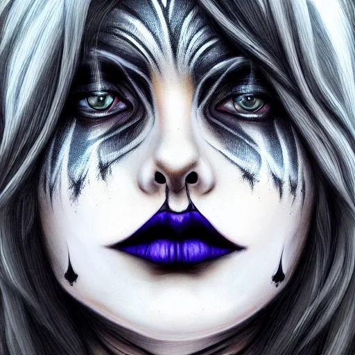 Image similar to a portrait of a beautiful willa holland black metal face paint, art by lois van baarle and loish and ross tran and rossdraws and sam yang and samdoesarts and artgerm, digital art, highly detailed, intricate, sharp focus, trending on artstation hq, deviantart, unreal engine 5, 4 k uhd image