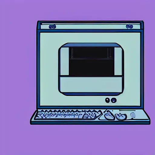 Prompt: A computer from the 90s in the style of vaporwave
