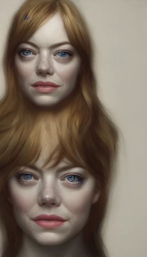 Image similar to cinematic portrait of emma stone, intricate, elegant, by alyssa monks, highly detailed, symmetrical face, fine details, masterpiece, trending on artstation