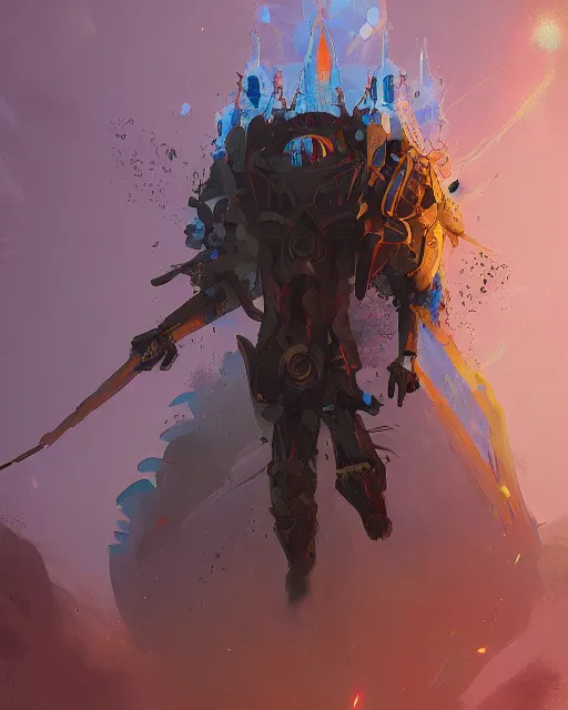 Image similar to liquid smoke draconic angel priest, geometric explosion, ismail inceoglu