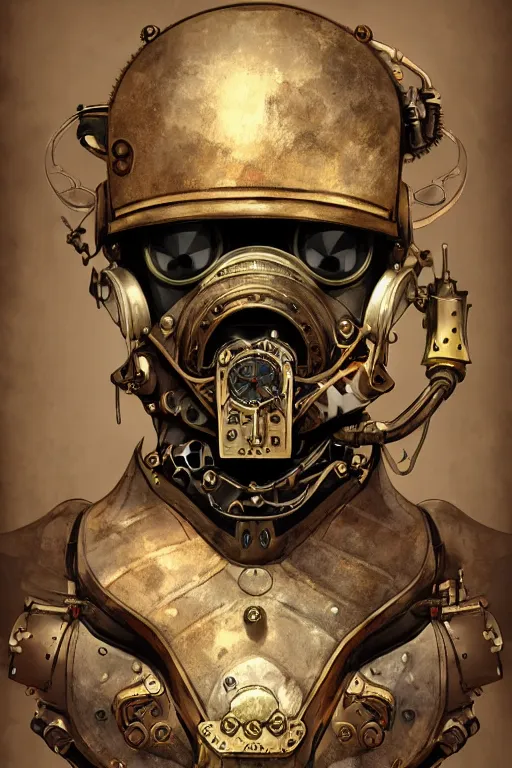 Image similar to steampunk helmet fantasy art mask robot ninja stylized digital illustration sharp focus, elegant intricate digital painting artstation concept art global illumination ray tracing advanced technology chaykin howard and campionpascale and cooke darwyn and davis jack