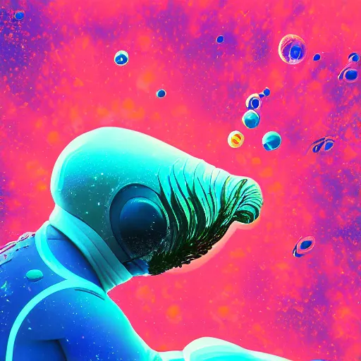 Image similar to spaceman floating underwater, corals, 4 k digital art, artwork