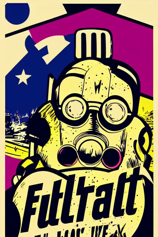 Image similar to fallout 7 6 retro futurist illustration art by butcher billy, sticker, colorful, illustration, highly detailed, simple, smooth and clean vector curves, no jagged lines, vector art, smooth andy warhol style