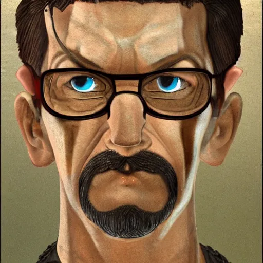 Prompt: ancient art work depicting gordon freeman, 8 k, very detailed, very intricate,