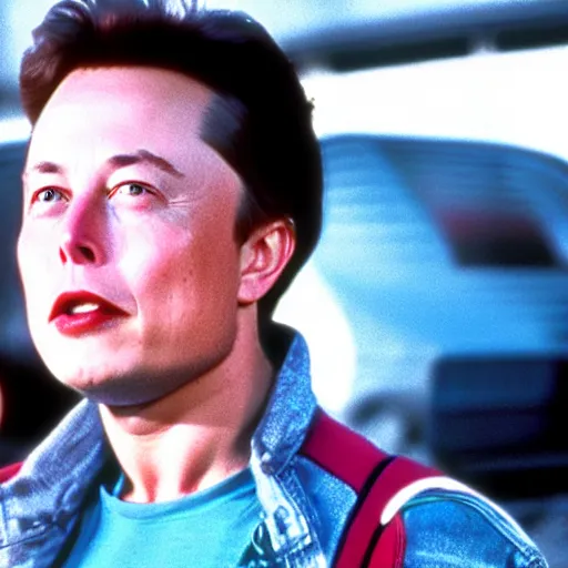 Prompt: Elon Musk in Back to the Future (1985), 8k