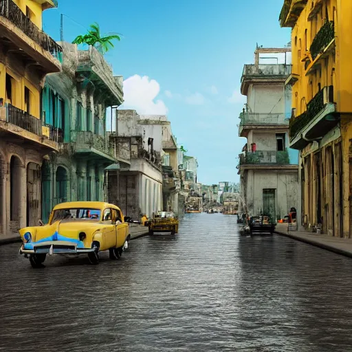 Image similar to spoonbills, toucans, and hornbills in old havana by cecilio aviles, wide angle realistic 3 d, hyperrealistic, super detailed, octane render, 8 k, depth of field, glossy surface, liquid texture, behance, cgsociety, cinematic lighting