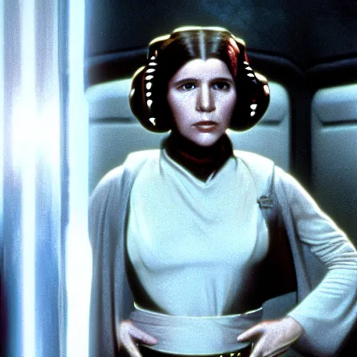 Prompt: Harrison Ford as Princess Leia in Star Wars