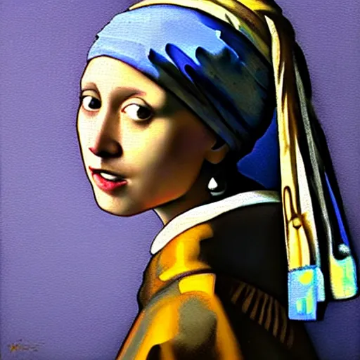 Image similar to greg manchess portrait painting of the girl with the pearl earring with the face of mona lisa, medium shot, asymmetrical, profile picture, organic painting, sunny day, matte painting, bold shapes, hard edges, street art, trending on artstation, by huang guangjian and gil elvgren and gerald brom