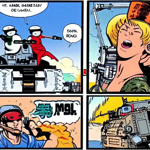 Image similar to tank man vs tank girl