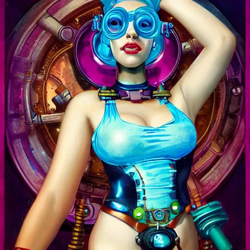 Image similar to underwater lofi bioshock steampunk biopunk portrait of harley quinn in bikini, Pixar style, by Tristan Eaton Stanley Artgerm and Tom Bagshaw.