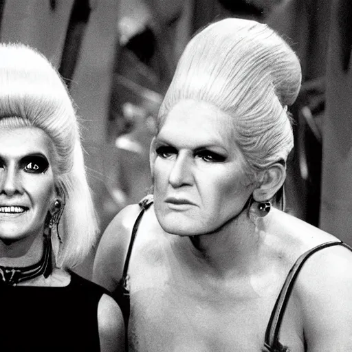 Prompt: a photo of a Yautja Predator with a blonde bouffant like Dusty Springfield