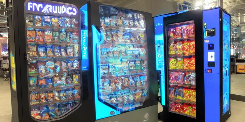 Image similar to futuristic cyberpunk vending machine