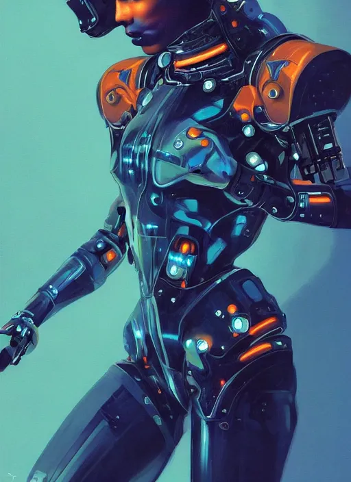 Image similar to symmetry!! dynamic pose, closeup portrait of a cyborg racer girl, high fashion cyborg jumpsuit, shoulder pads, cinematic light, backlight, teal orange, by gerald brom, clouds by mikhail vrubel, by peter elson, muted colors, extreme detail, trending on artstation, 8 k