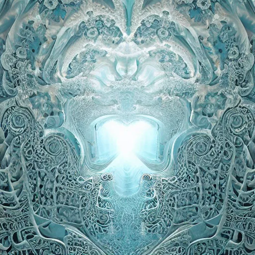 Prompt: a beautiful 3 d painting of a sprawling intricate mandelbrot fractal populated by julia fractals by android jones, carved soap, white color scheme, volumetric lighting, dynamic lighting, dramatic lighting, high contrast, carved marble, opalescent, sacred geometry, religious, angelic, catholicpunk, stark, trending on artstation