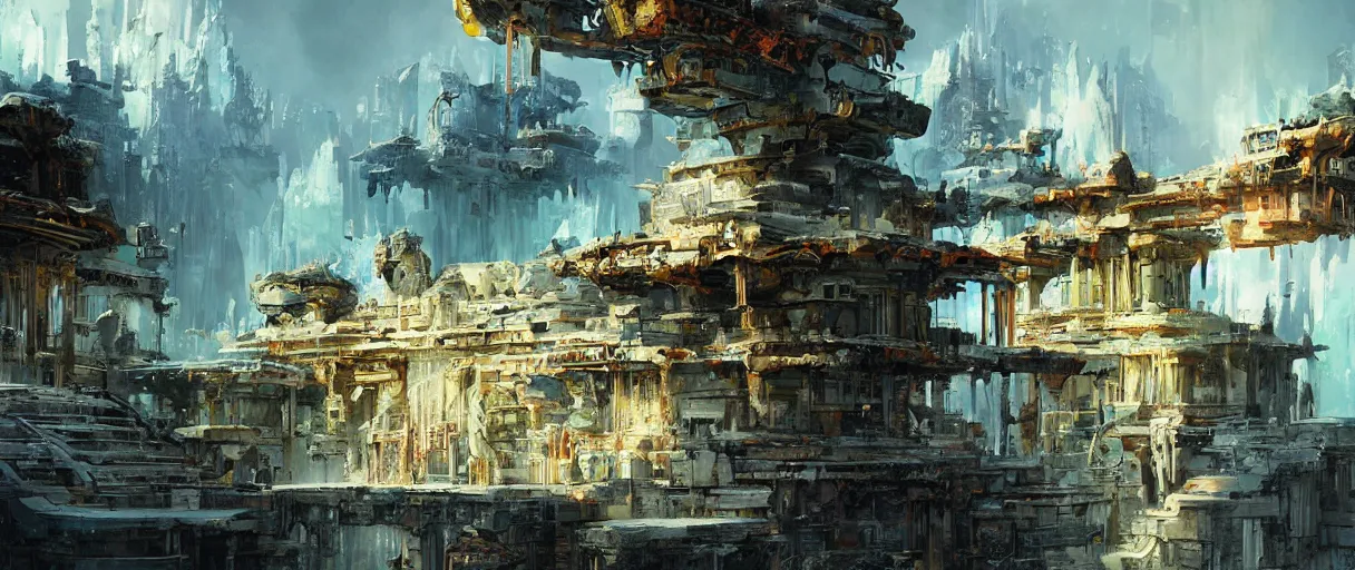 Image similar to A beautiful temple in honor of ancient Feline warriors by John Berkey | sparth:.2 | Time white:.2 | Graphic Novel, Visual Novel, Colored Pencil, Comic Book:.3 | unreal engine:.5 | establishing shot