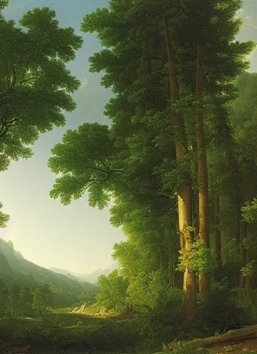 Prompt: a forest with extremely thin tall trees, magically dense, calm serene atmosphere, by asher brown durand, by thomas cole