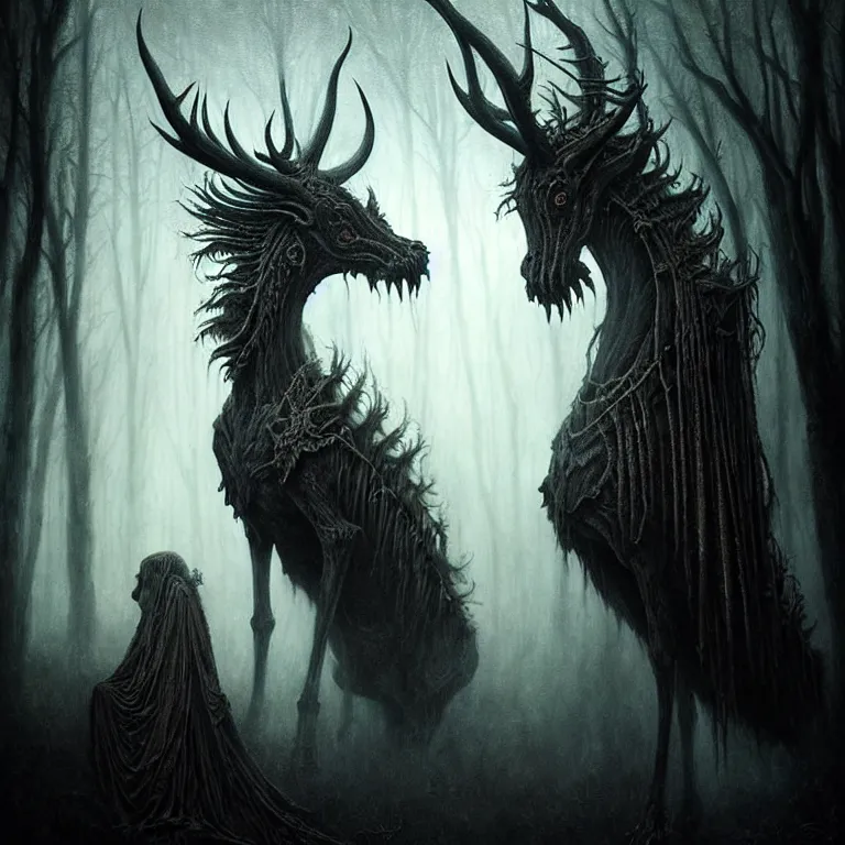 Prompt: epic professional digital art of eerie mystical creatures, moody atmospheric lighting, painted, intricate, detailed, foreboding, by leesha hannigan, wayne haag, reyna rochin, ignacio fernandez rios, mark ryden, iris van herpen,, epic, stunning, gorgeous, much wow, cinematic, masterpiece.