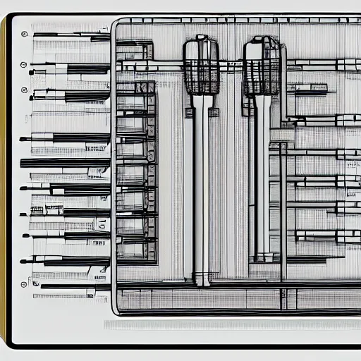 Image similar to schematic of Qadra V-tech, highly detailed, technical drawing, sharpie, lining, 8K