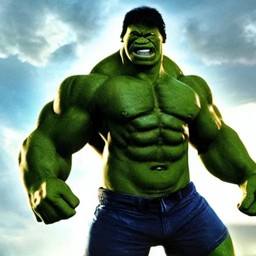 Image similar to Dwayne The Rock Johnson as Hulk from the Marvel Movies