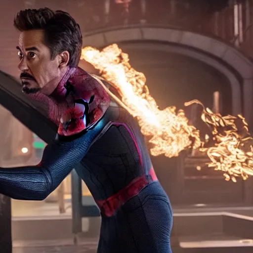 Prompt: In spider-man far from home, tony stark returns to help peter fight mysterio