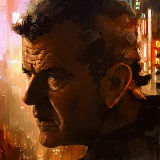 Image similar to mel gibson, hyperrealistic portrait, bladerunner street, art of elysium by jeremy mann and alphonse mucha, fantasy art, photo realistic, dynamic lighting, artstation, poster, volumetric lighting, very detailed face, 4 k, award winning