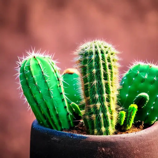 Prompt: a close up of a cactus in a pot, a stock photo by boetius adamsz bolswert, featured on pexels, auto - destructive art, depth of field, trypophobia, made of vines