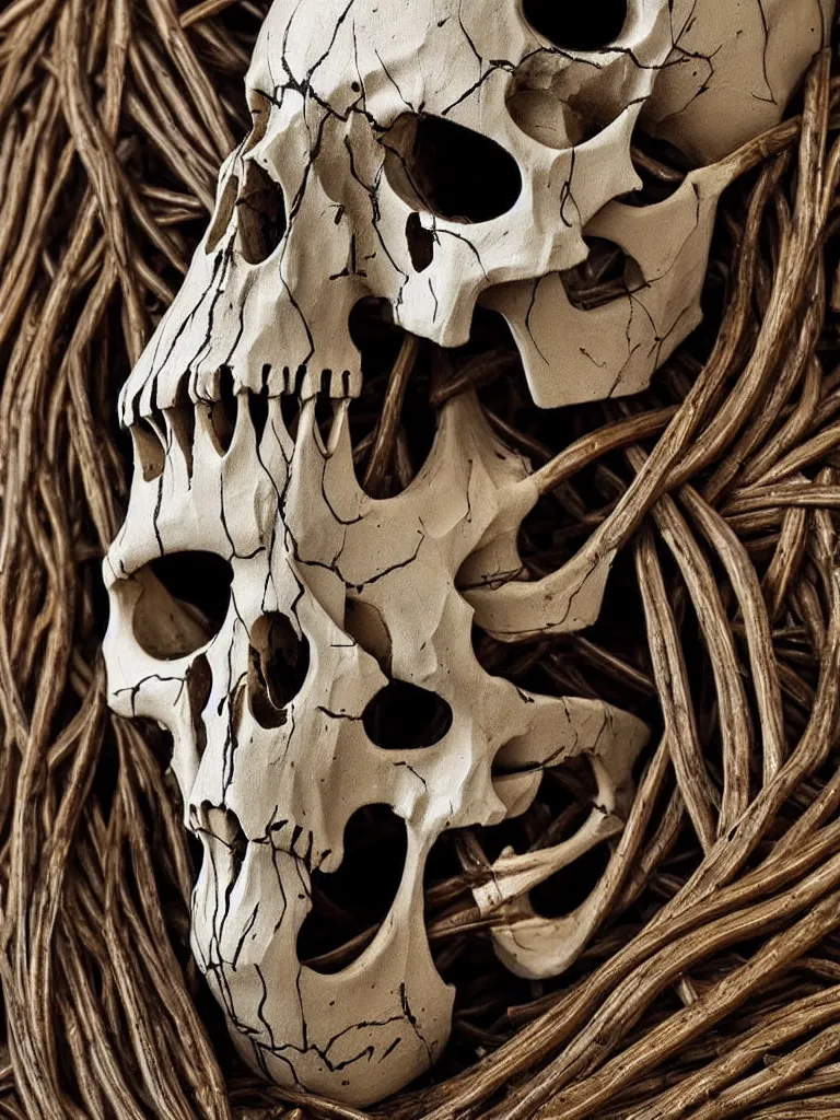 Image similar to animal skull made of rifles, ultra-realistic, intricate details photograph