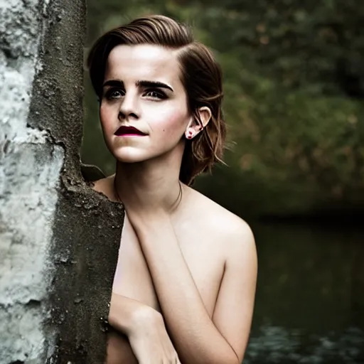 Image similar to a portrait of emma watson in a scenic environment by elsa bleda