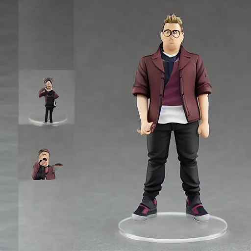 Prompt: Jonah Hill as a Figma anime figurine. Posable PVC action figurine.