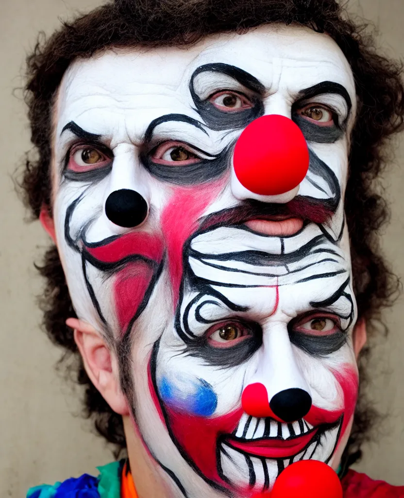 Prompt: marcus aurelius clown face paint