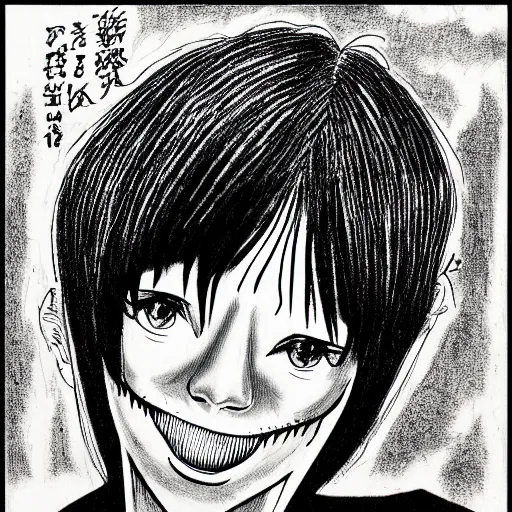 Prompt: junji ito drawing of me