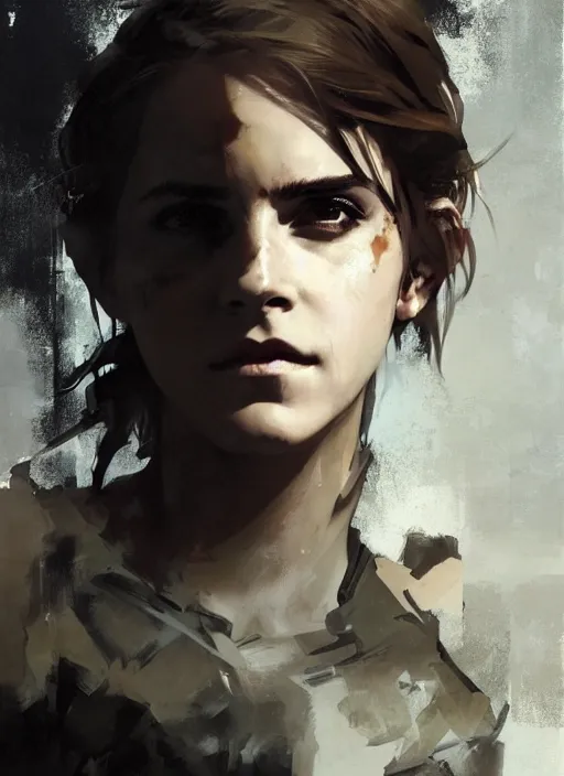 Image similar to emma watson wearing metal gear armor dramatic lighting cinematic cinematic lighting art by Richard Schmid by Yoji Shinkawa by greg rutkowski by Sandra Chevrier by Jeremy Lipking